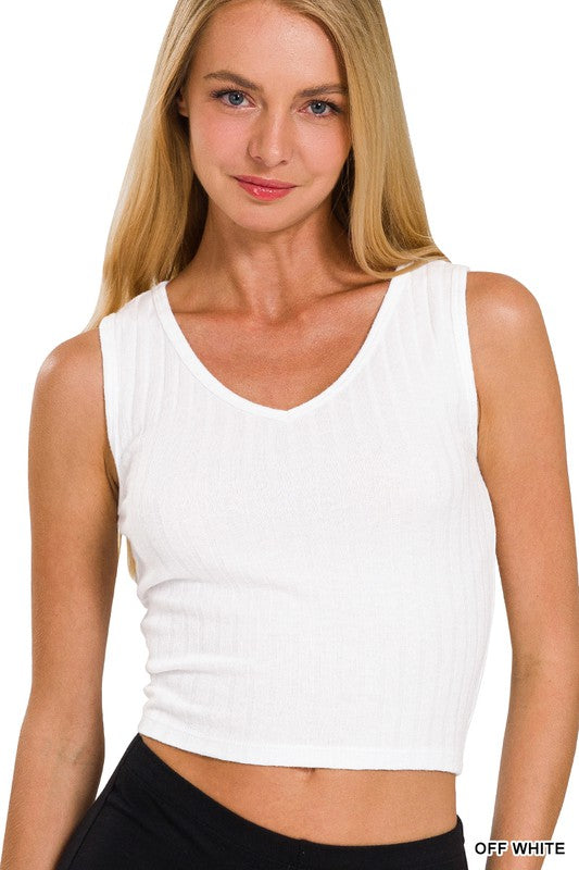 Ribbed Scoop Neck Tank Top