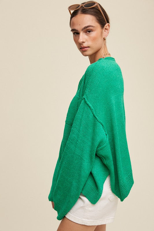 Wide Neck Pullover Sweater