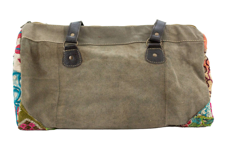 Military Tent w/Vintage Textiles Overnight Travel Bag
