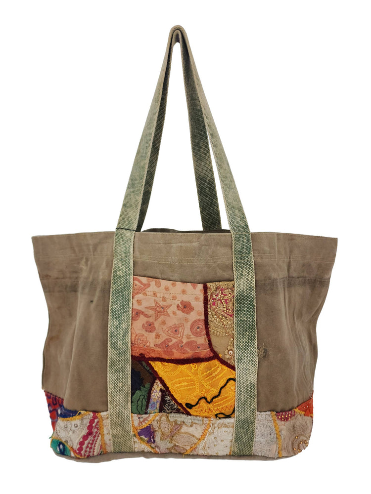 Large Recycled Tent Tote with Vintage Textiles