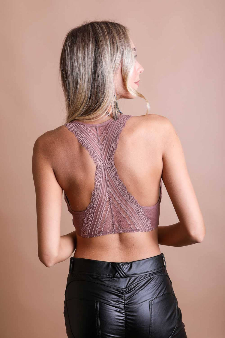 Seamless Front Lace Racerback Roseclay Bralette