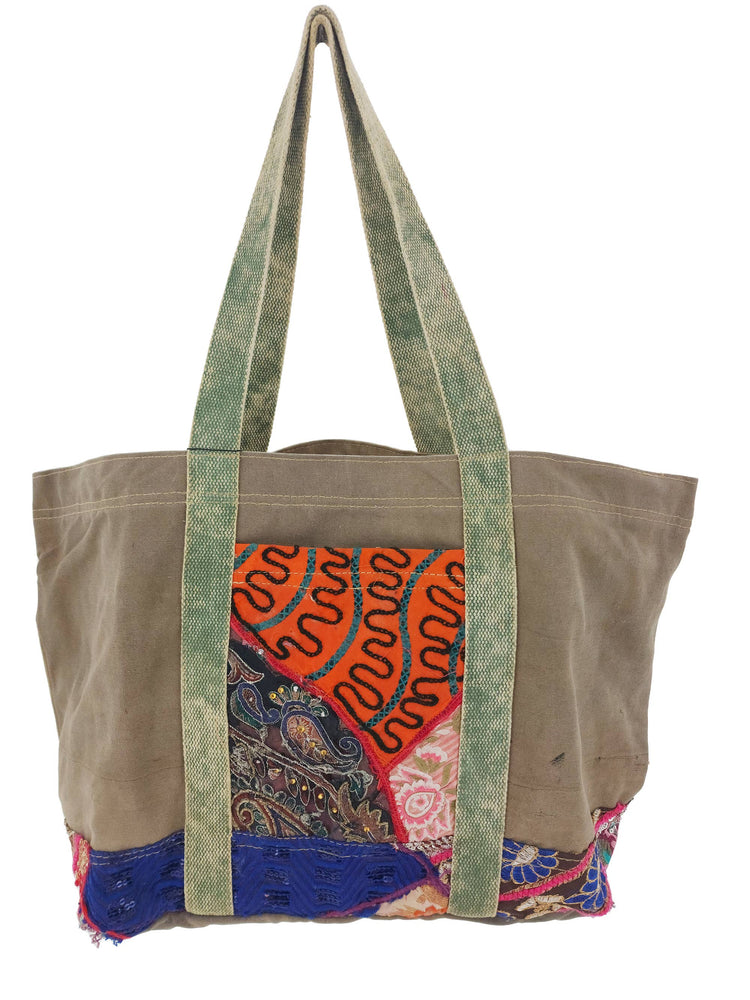 Large Recycled Tent Tote with Vintage Textiles